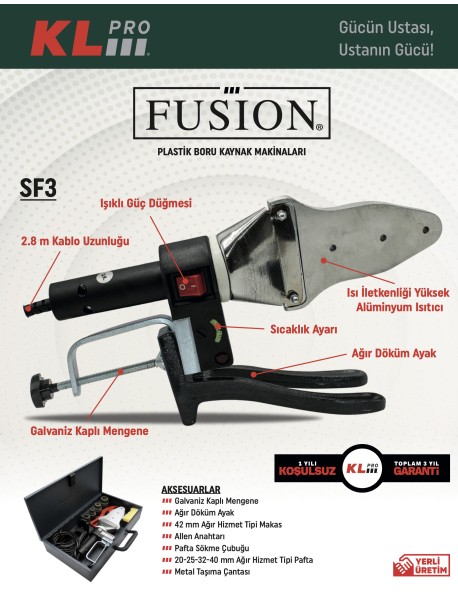 Fusion SF3 Rezistanslı PVC Boru Kaynak Makinesi Seti