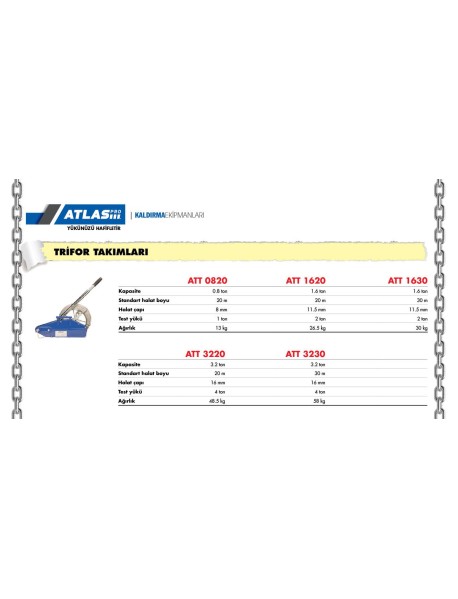 Atlas ATT3220 Trifor Halatlı Çektirme Takım